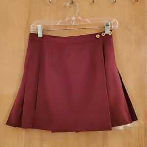 Elegant Burgundy Pleated Skirt